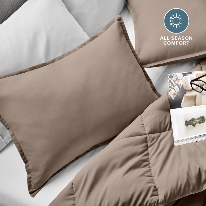 Bare Home Standard Pillow Sham Covers - Set of 2 - Premium 1800 Ultra-Soft Microfiber - Double Brushed - Stain & Fade Resistant - Bed Pillow Shams - Pillows Not Included (Set of 2, Taupe) - Image 2